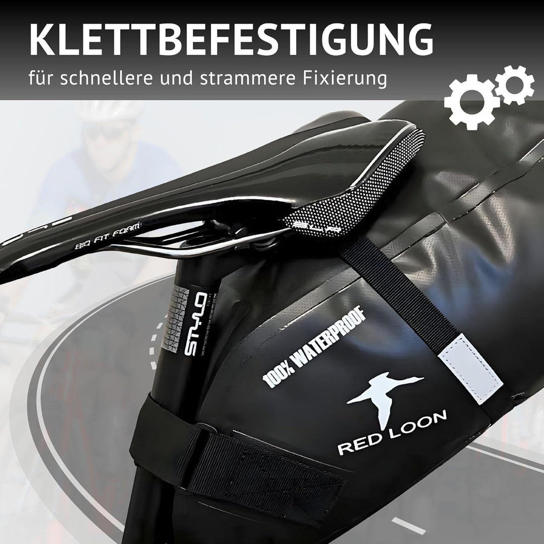 Red Loon Fahrrad Satteltasche Fahrradsitz Tasche Backloader Bike Packing - schwarz 15Ltr - wasserdic