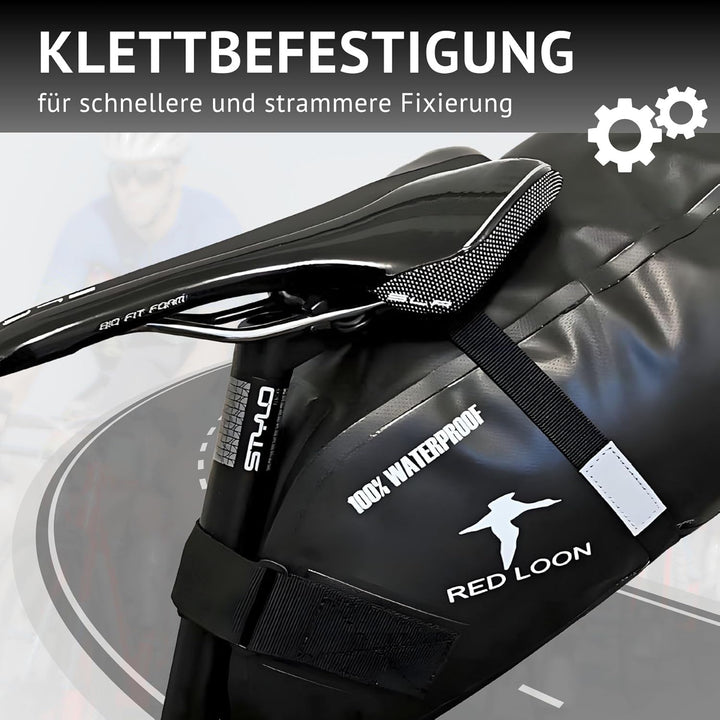 Red Loon Fahrrad Satteltasche Fahrradsitz Tasche Backloader Bike Packing - schwarz 15Ltr - wasserdic