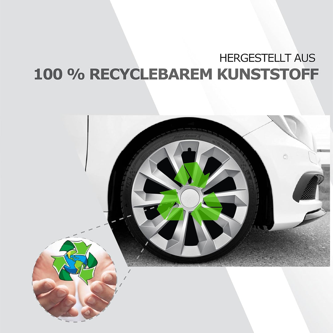 Albrecht 15 Zoll Radkappen Silber matt für Stahlfelgen - Fame Radzierblenden aus hochwertigem Kunsts