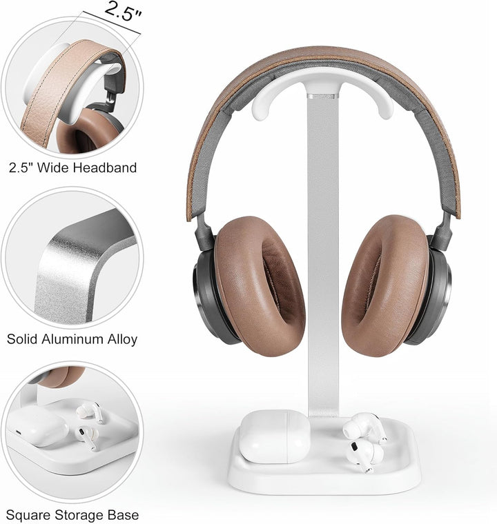 Kopfhörer Ständer, Gebogener Headset Halterung mit Ablagefach, Schwere Basis Gaming Kopfhörer Halter