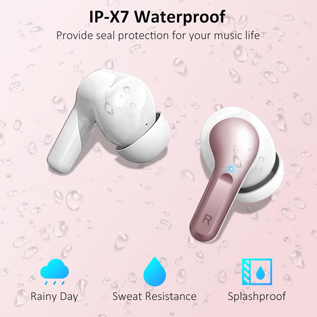 Ordtop Kopfhörer Kabellos Bluetooth, Stereo Tiefer Bass Wireless Earbud, ENC Noise Cancelling Mic, U