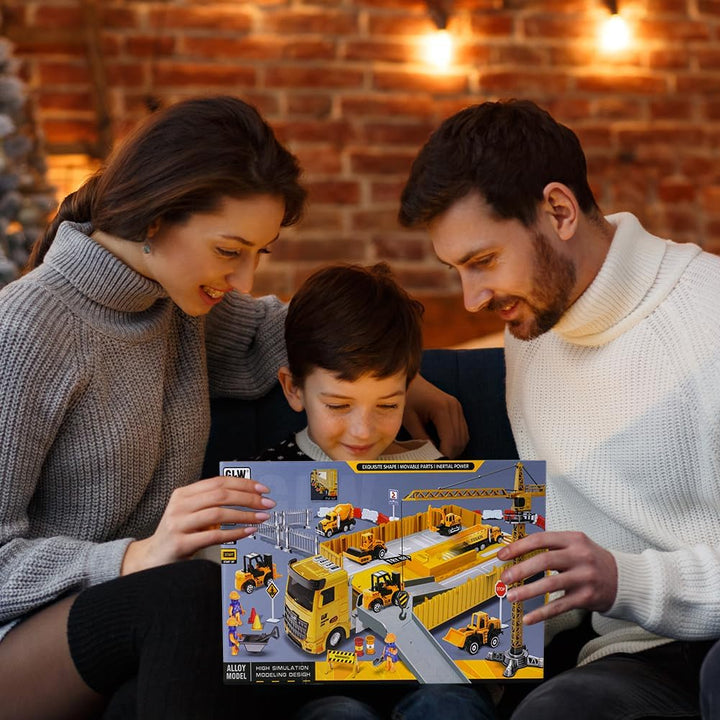 Bauwagen-Spielzeug-Set für Jungen 3-8 Jahre, realistischer Stil, Gelb
