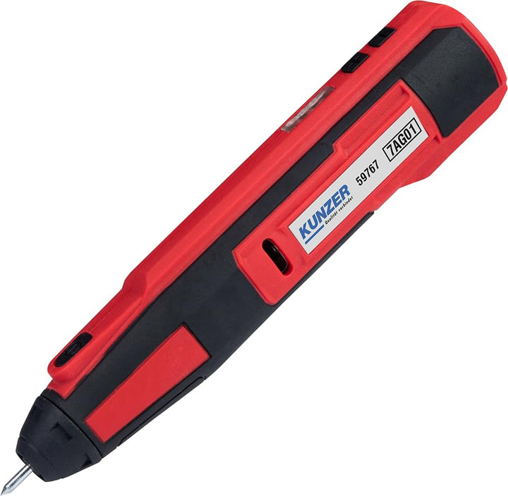Kunzer 7AG01 Akku-Gravierstift - Akku 2000 mAh - für Stahl, Holz, Kunststoff, Stein, Glas und Leder