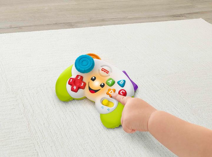 Fisher-Price Lernspass Spiel-Controller für Babys und Kleinkinder in Grün, Videospiel-Attrappe mit M