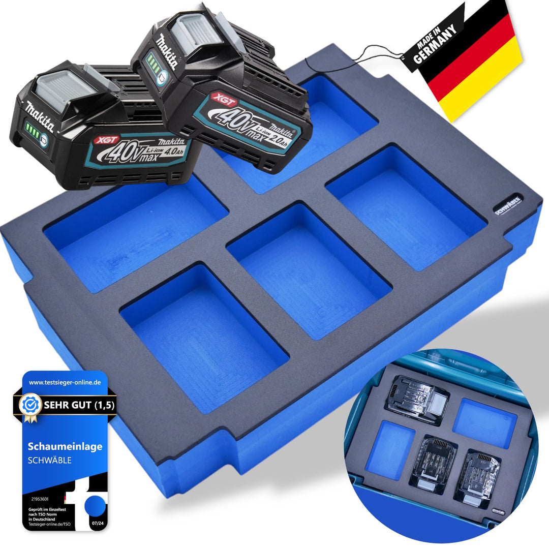 Schaumeinlage Schaumstoffeinlage passend für Makita Akkus Akkupack 40V 2-4Ah