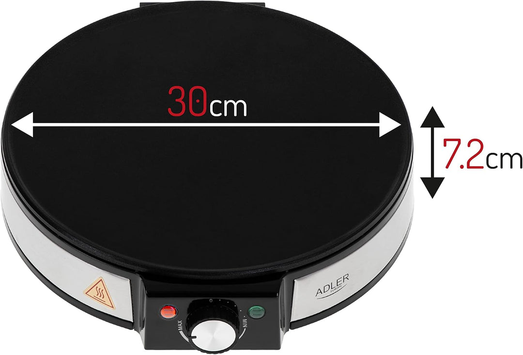 ADLER AD3058 Crêpes und Pfannkuchen Maker – Elektrische Antihaft-Heizplatte mit Erhöhten Kanten für