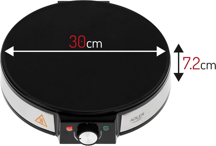ADLER AD3058 Crêpes und Pfannkuchen Maker – Elektrische Antihaft-Heizplatte mit Erhöhten Kanten für