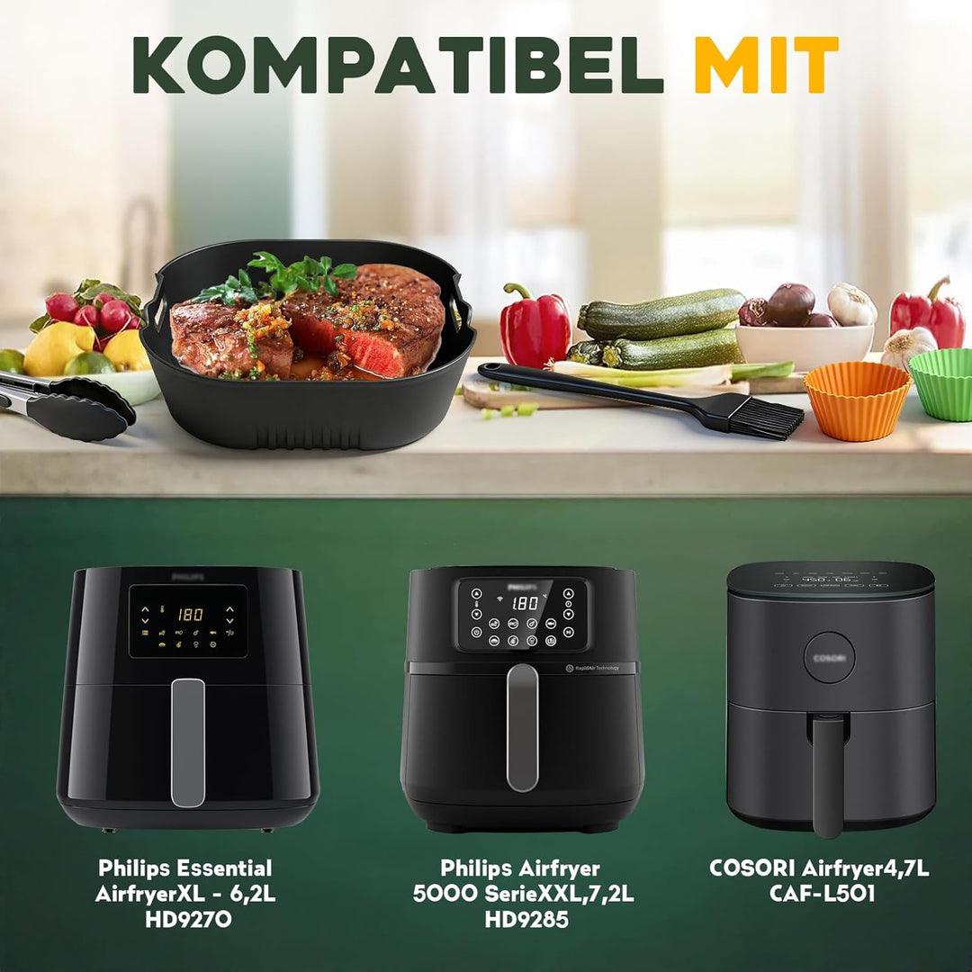 Silikonform Heissluftfritteuse für Philips Airfryer XL 6,2L HD9270/90, Airfryer Silikonform Set für