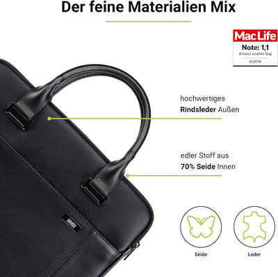 Artwizz Leather Bag - Ledertasche für [MacBook Air Pro 13 14 15 16 Zoll] - Notebook Tasche mit Zubeh