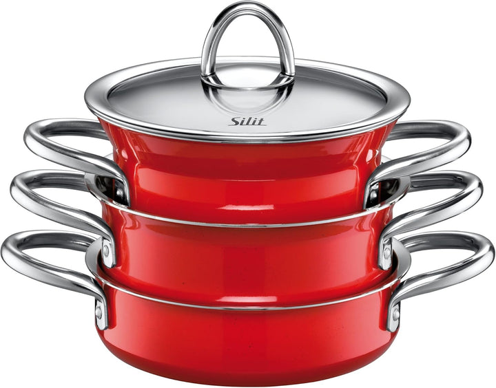 Silit miniMAX Topfset Induktion 3-teilig, Kochtopf Set mit Metalldeckel, Pfanne, Silargan Funktionsk