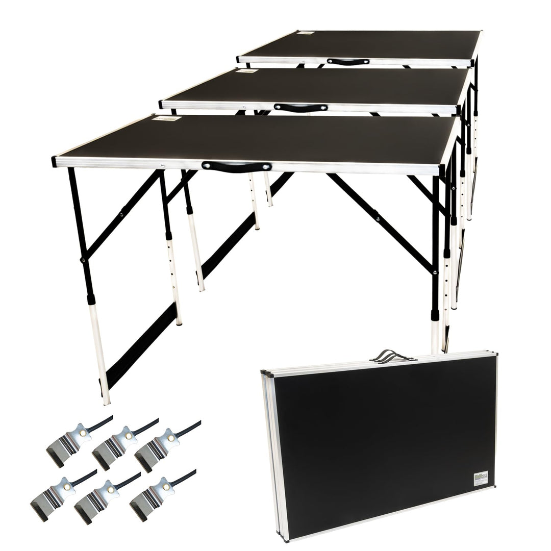 TRUTZHOLM 3-er Set Alu Multifunktionstisch (3X 100x60cm) Flohmarkttisch Campingtisch Markttisch Klap