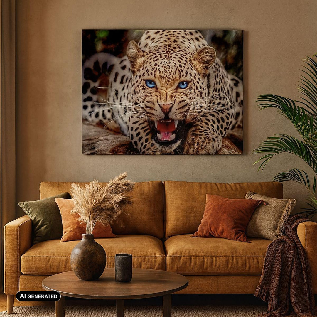 ARTTOR Bilder auf Leinwand Panther Tier Leinwandbild mit Rahmen 70x50cm Wandbilder Dekoration Wohnzi