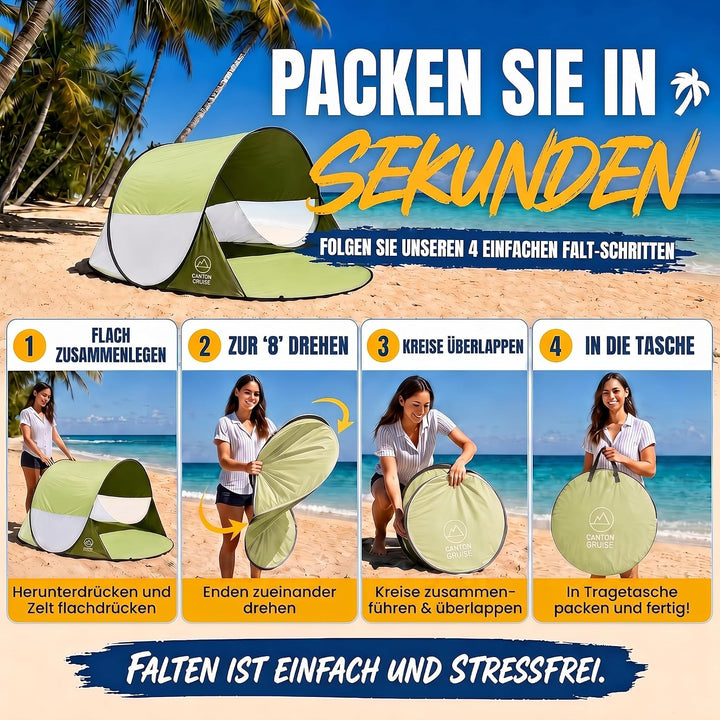 Strandmuschel Pop Up Strand-Zelt Windschutz am Strand Wurfzelt Blitzschnell Selbstaufbauendes Sonnen