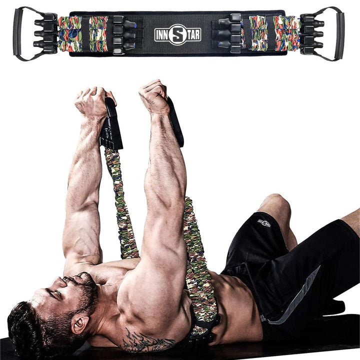 INNSTAR Tragbares Bankdrücken Widerstandsbänder, Verstellbare Bench Press Bands mit 91cm Fitness Sta