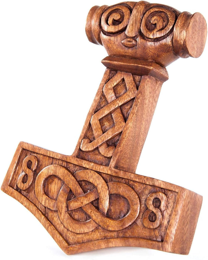Windalf Wikinger Wanddeko MJØLNER 24 cm Thorshammer Holzbild Handarbeit