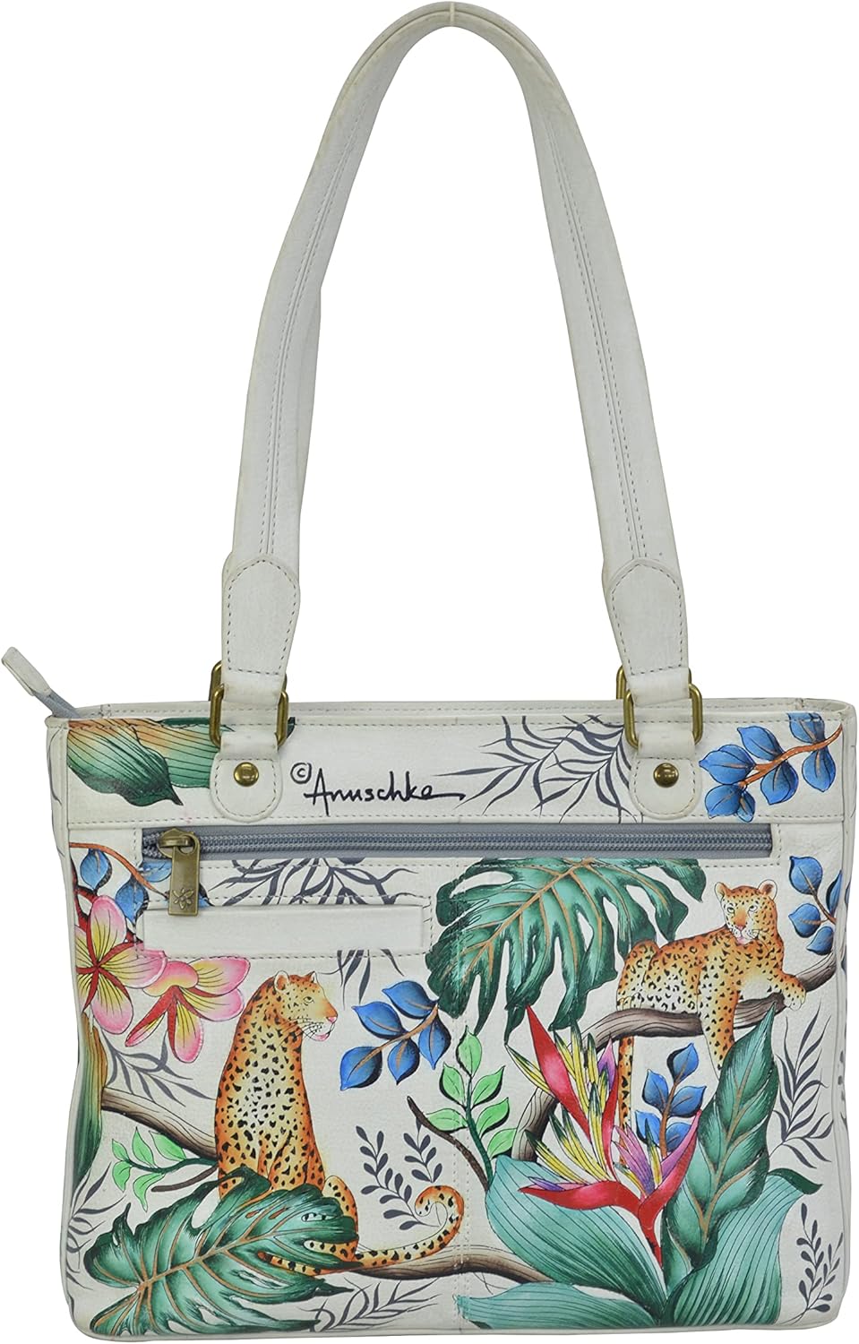 Anuschka Women's Messenger bag aus Echtleder, klein ?Handbemalte Handwerkskunst | Floral Charm