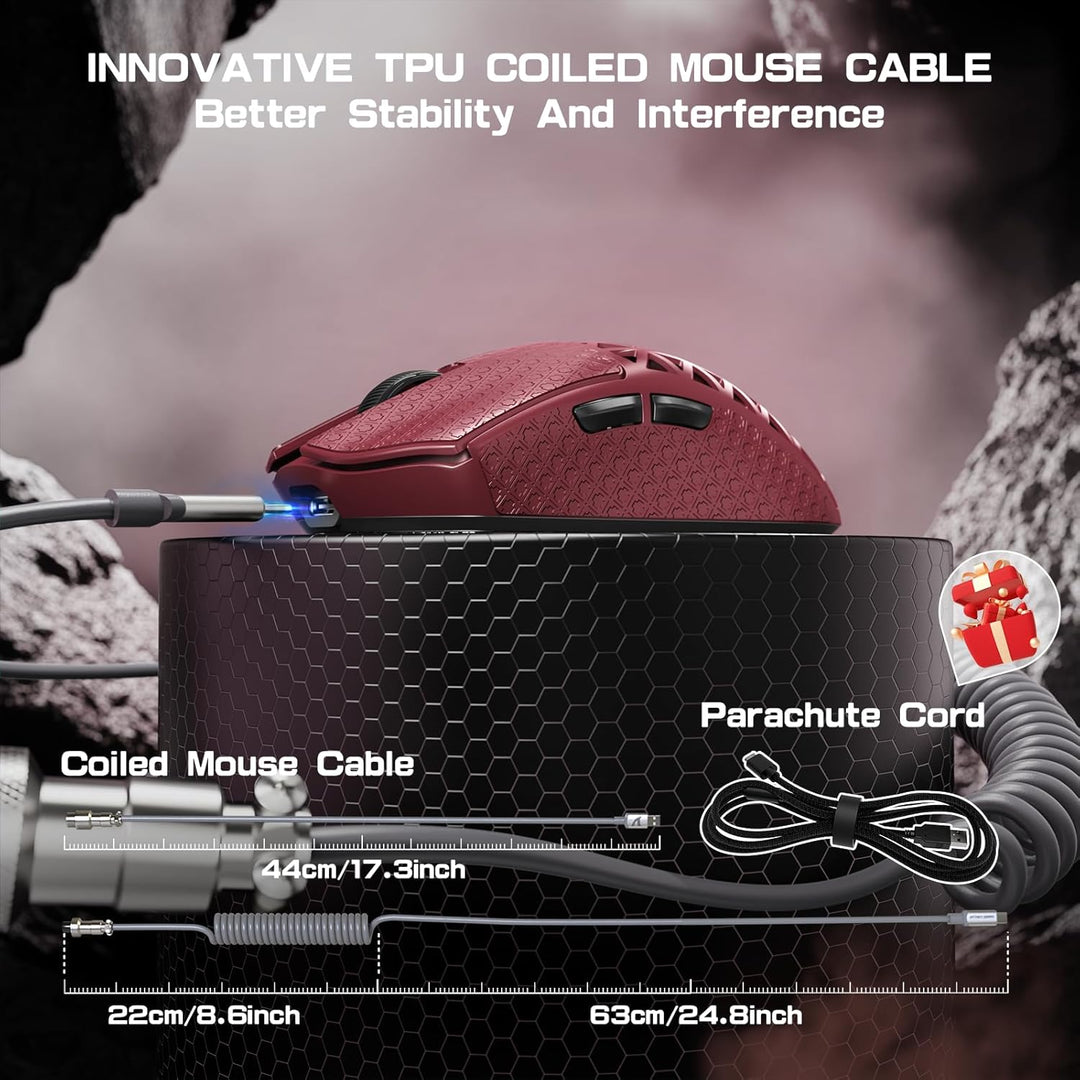 ATTACK SHARK R5 Ultra Carbonfaser Gaming-Maus, 39g Superlight, 8000Hz Kabellose Mouse, 42000 DPI, PA