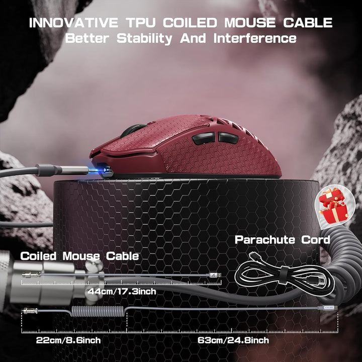 ATTACK SHARK R5 Ultra Carbonfaser Gaming-Maus, 39g Superlight, 8000Hz Kabellose Mouse, 42000 DPI, PA