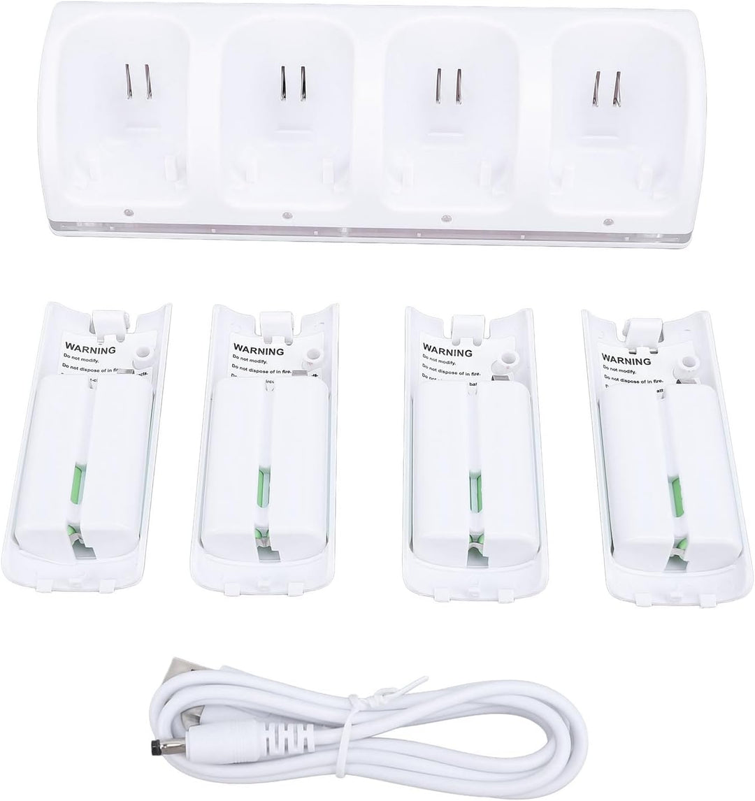 Fernbedienungs-Ladegerät, 4-in-1-Ladestation mit 4 Wiederaufladbaren 2800-mAh-Batterien, mit LED-Anz