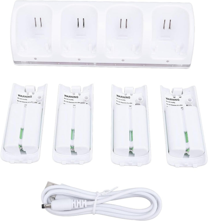 Fernbedienungs-Ladegerät, 4-in-1-Ladestation mit 4 Wiederaufladbaren 2800-mAh-Batterien, mit LED-Anz
