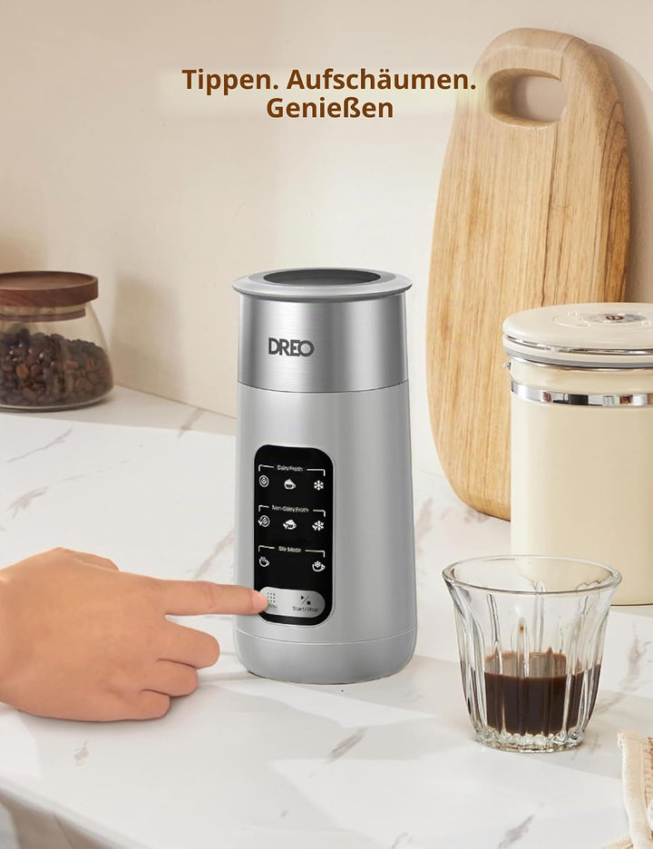 DREO Milchaufschäumer, 8-in-1 Milchschäumer Elektrisch für Latte, Cappuccino, heisse Schokolade mit