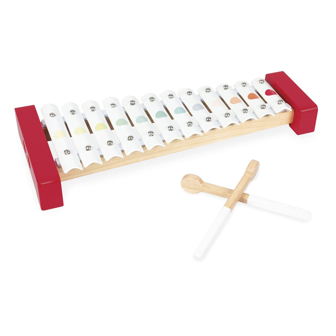 Janod - Confetti Holz- und Metall-Xylofon, Kinder-Musikinstrument, Spielzeugnachbildung und Spielzeu