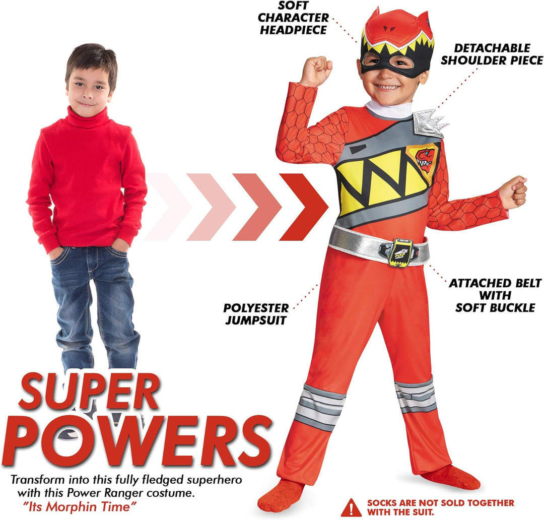 Disguise Red Ranger Dino Charge Toddler Classic Costume, Large (4-6) by Disguise