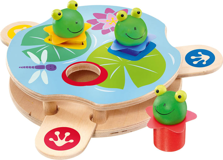 Selecta 62072 Saltino, Frosch-Katapult, Motorikspielzeug aus Holz Single, Single