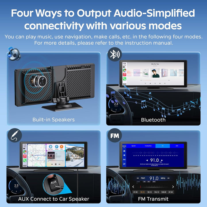 8.88 Zoll CarPlay Display für Apple CarPlay & Android Auto mit 4K Frontkamera & 1080P HD Rückfahrkam