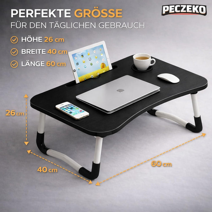 Laptoptisch Klappbar – Laptopständer mit Tablet-Halter, Frühstückstablett aus Holz, Tisch für Sofa u