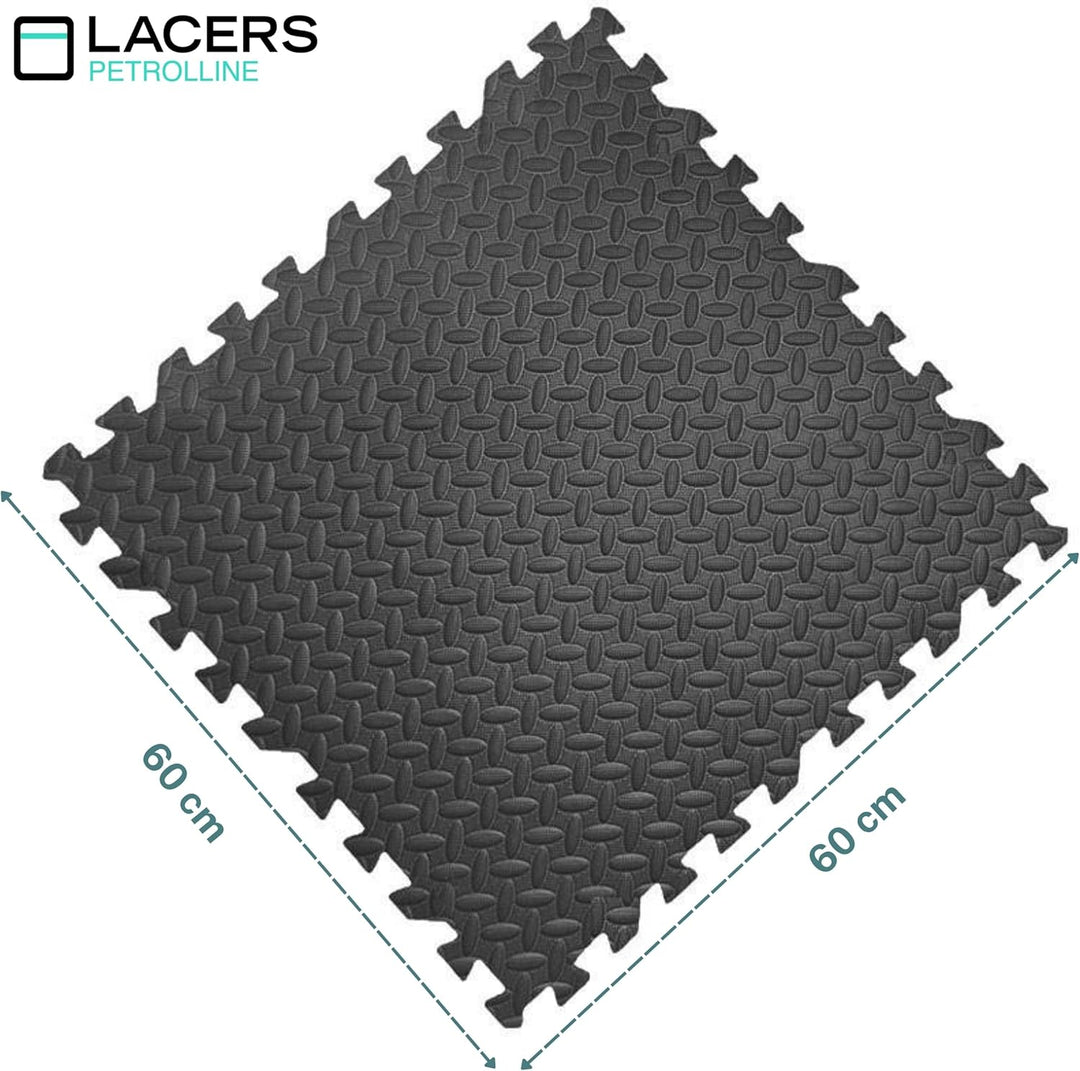 Lacers PETROLLINE Bodenschutzmatte Puzzelmatte 60x60cm schwarz 12er Set Sportmatte Gymnastikmatte Fi