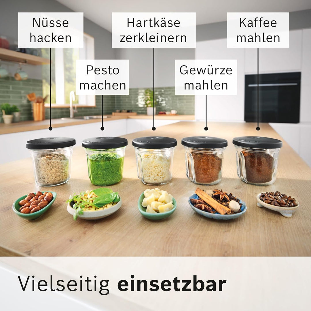 Bosch Zerkleinerer Set MUZS68CG, Zubehör passend für Küchenmaschine Serie 6, Serie 8, OptiMUM, Zerkl