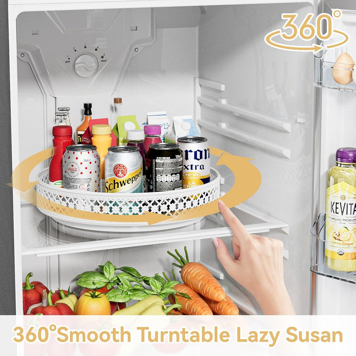 EKNITEY Lazy Susan Drehteller-Organizer – 33 cm drehbares Gewürzregal aus Metall, Gewürzaufbewahrung