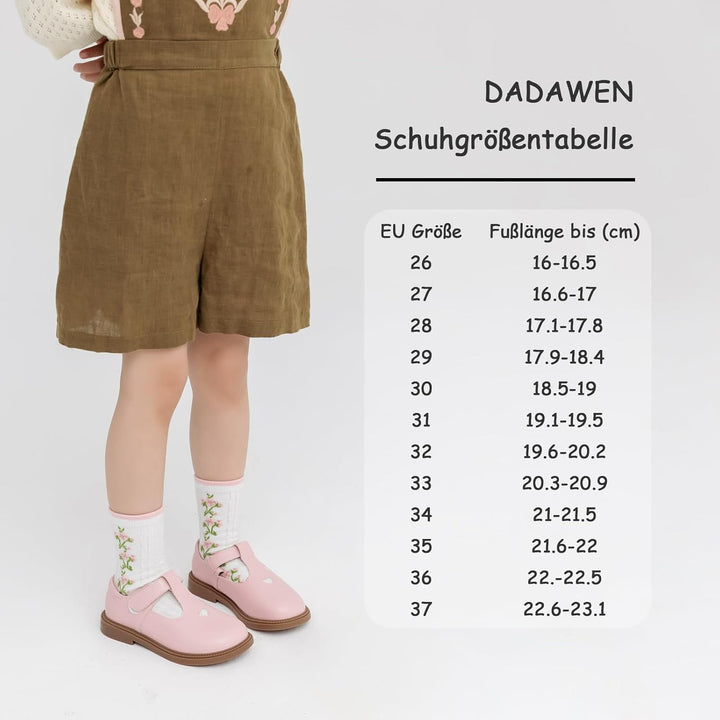 DADAWEN Mädchen Mary Jane Halbschuhe Taufschuhe Geschlossene Ballerinas 27 EU Rosa, 27 EU Rosa