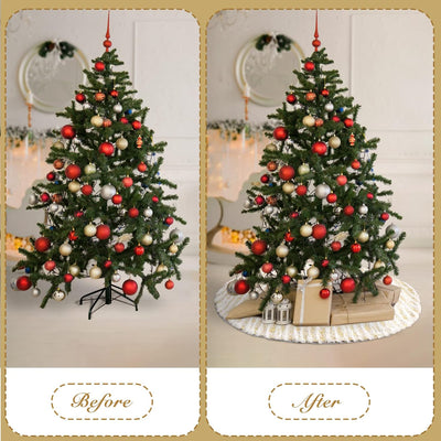 Lewondr Weihnachtsbaum Rock, 48 Zoll Weihnachtsbaumdecke Rund Christbaumdecke mit Bronziermuster aus