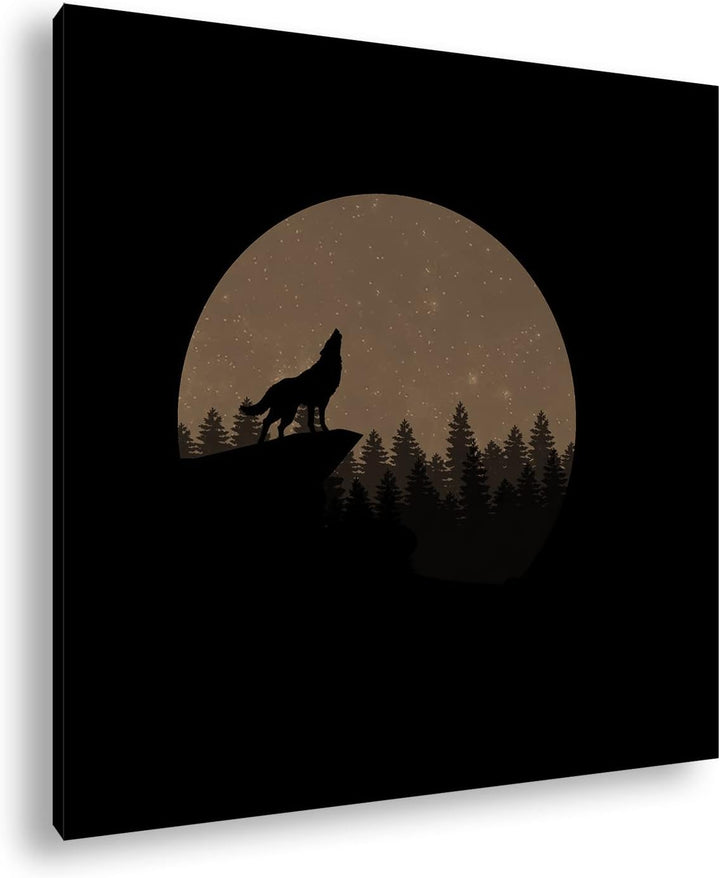 deyoli düsterer einsamer Wolf Format: 70x70 Effekt: Sepia als Leinwandbild, Motiv fertig gerahmt auf