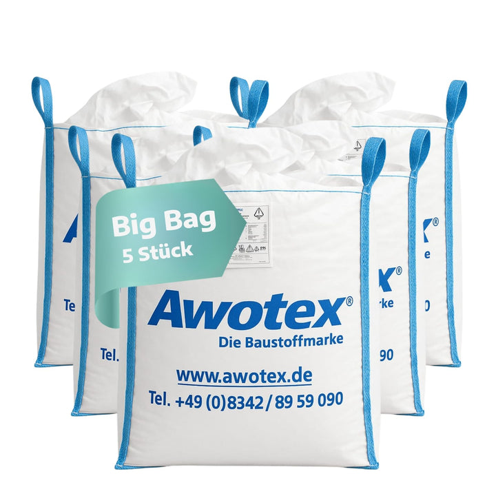 5 Stück Big Bag beschichtet in 90 x 90 x 110 cm I Säcke mit 4 Hebeschlaufen I mit 1000kg Traglast I