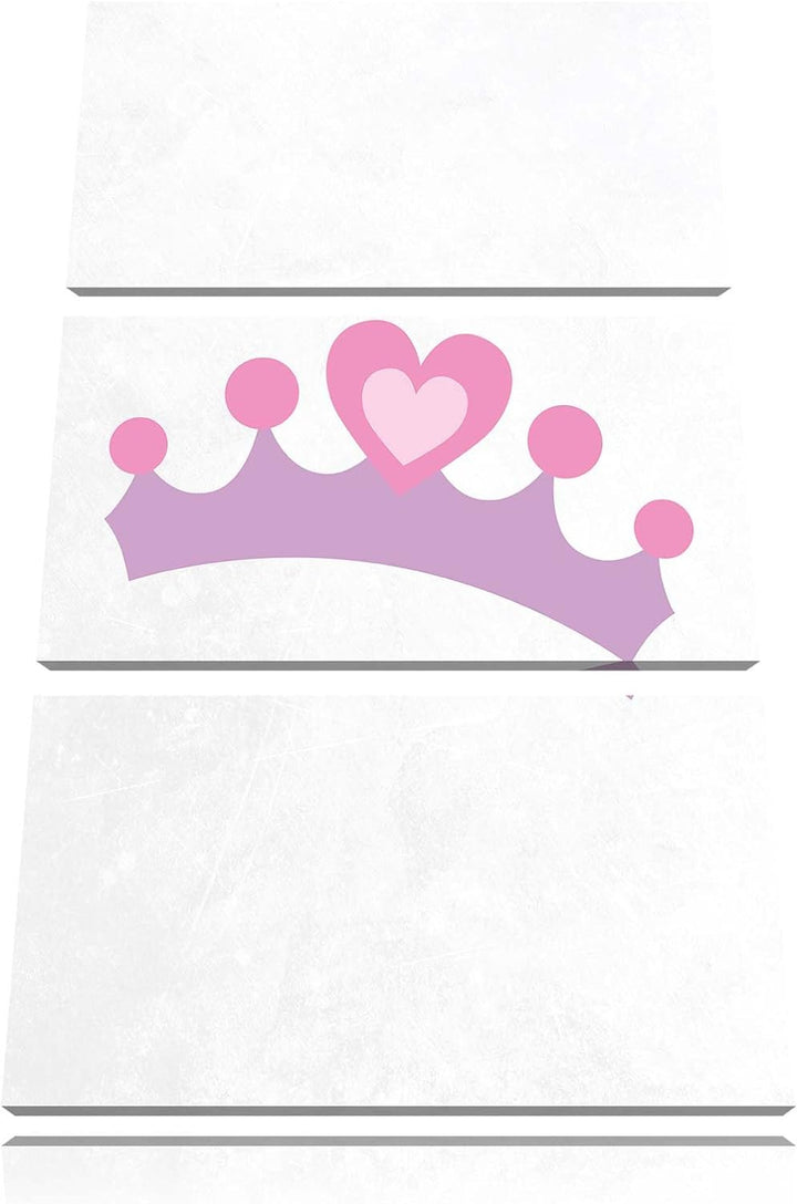 Pixxprint Hübsche Krone weiss 3-Teiler Leinwandbild 120x80 Bild auf Leinwand