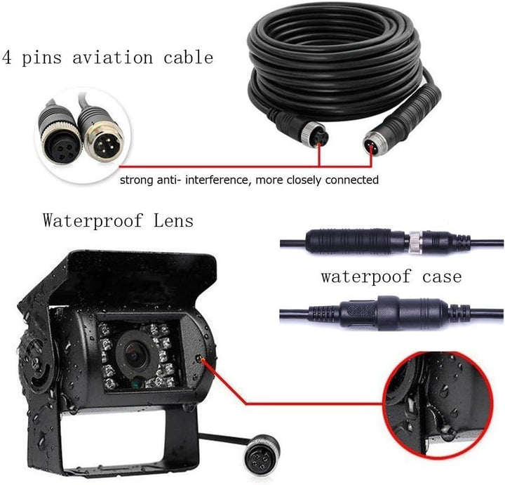 Rückfahrkamera Camecho IR Nachtsicht wasserdichte Rückfahrkamera + 10 Mt 4 Pins Kabel Kit für Auto B