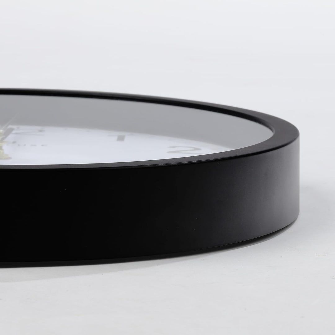 Lafocuse Funk Wanduhr Lautlos 30cm, Modern Funkuhr Hohe Genauigkeit, Schwarz Einfach zu Lesen Wanduh