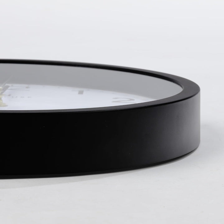 Lafocuse Funk Wanduhr Lautlos 30cm, Modern Funkuhr Hohe Genauigkeit, Schwarz Einfach zu Lesen Wanduh