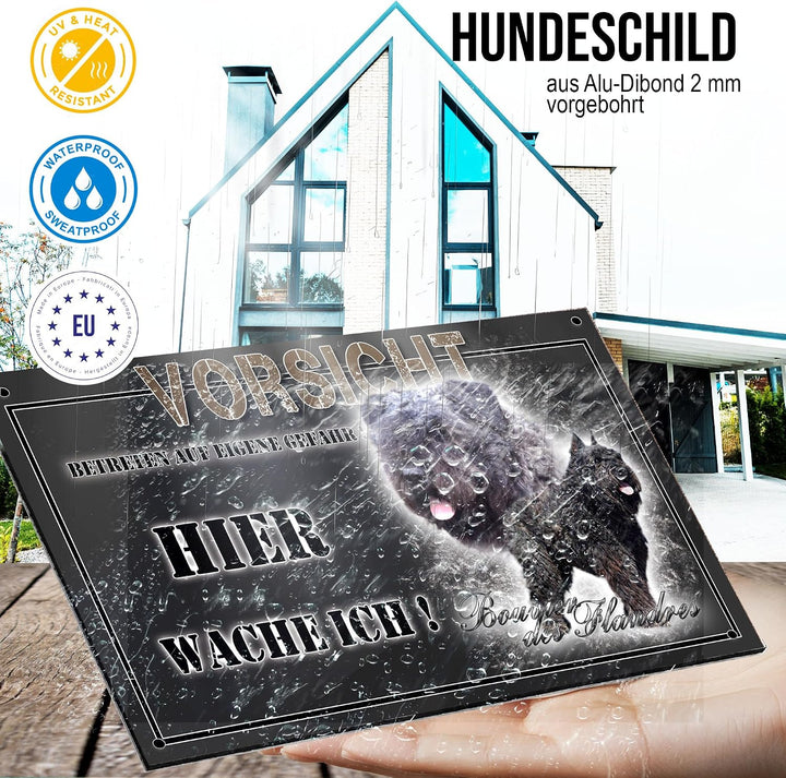 hier wache ich hund Bouvier des Flandres 29/18 cm