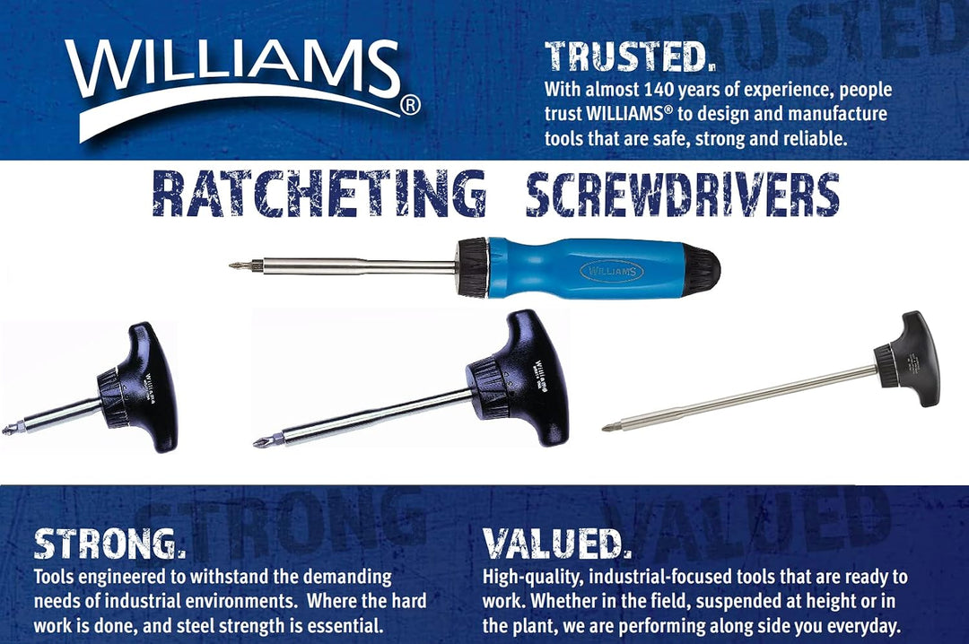 Williams WRST4 Ratschen-Schraubendreher, Komfortgriff, T-Griff, 3-7/8 Zoll 3-7/8-inch T-Griff, 3-7/8