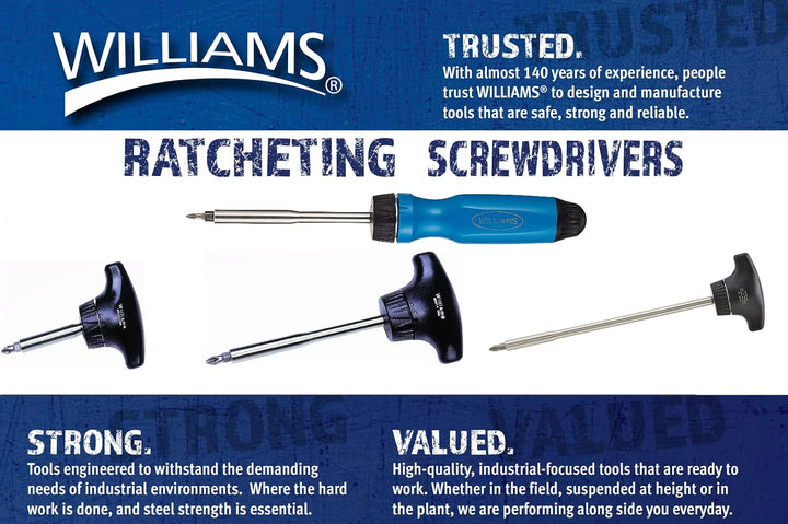 Williams WRST4 Ratschen-Schraubendreher, Komfortgriff, T-Griff, 3-7/8 Zoll 3-7/8-inch T-Griff, 3-7/8