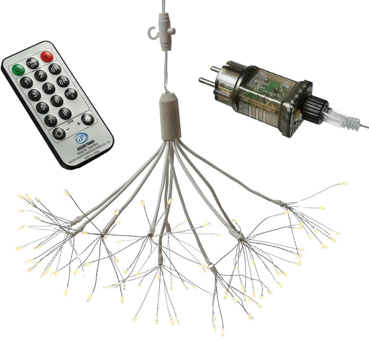 LED Feuerwerk Leuchte hängender Polarstern Pusteblume Firework 100 LED 25cm 8 Modi Fernbedienung für