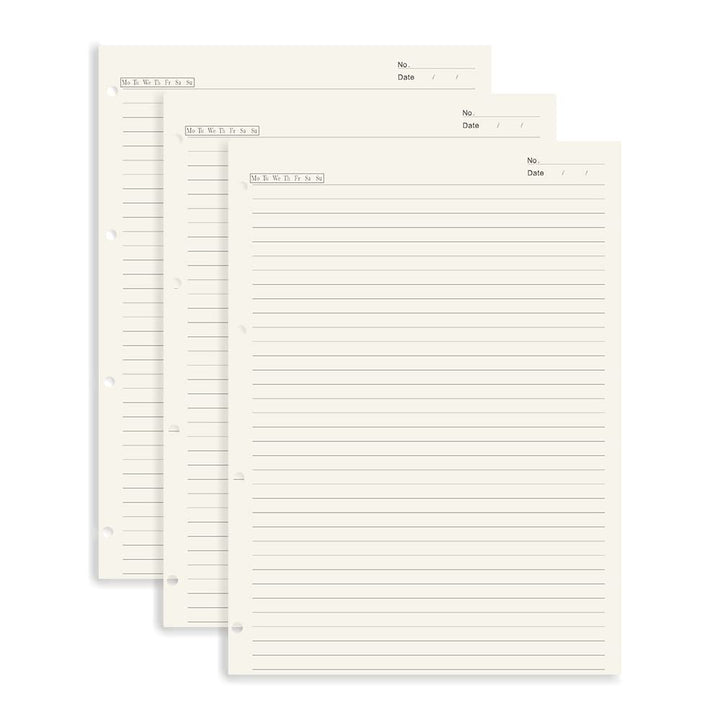 A4 liniertes Nachfüllpapier, 3 Stück, lose Blätter, 4-fach gelocht, Füllpapier, Nachfüllpapier, Plan