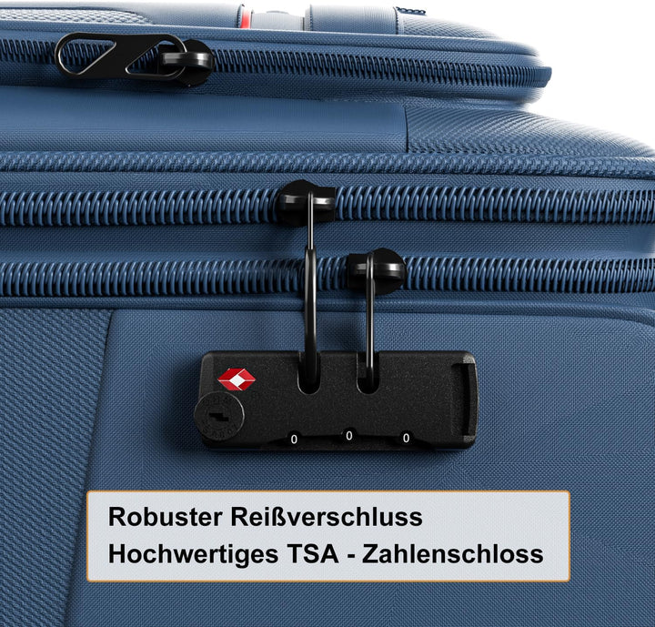 Weichschalenkoffer Set 3-teilig erweiterbar - Stoffkoffer Trolley wasserfest - Reisekoffer mit 4 Rol