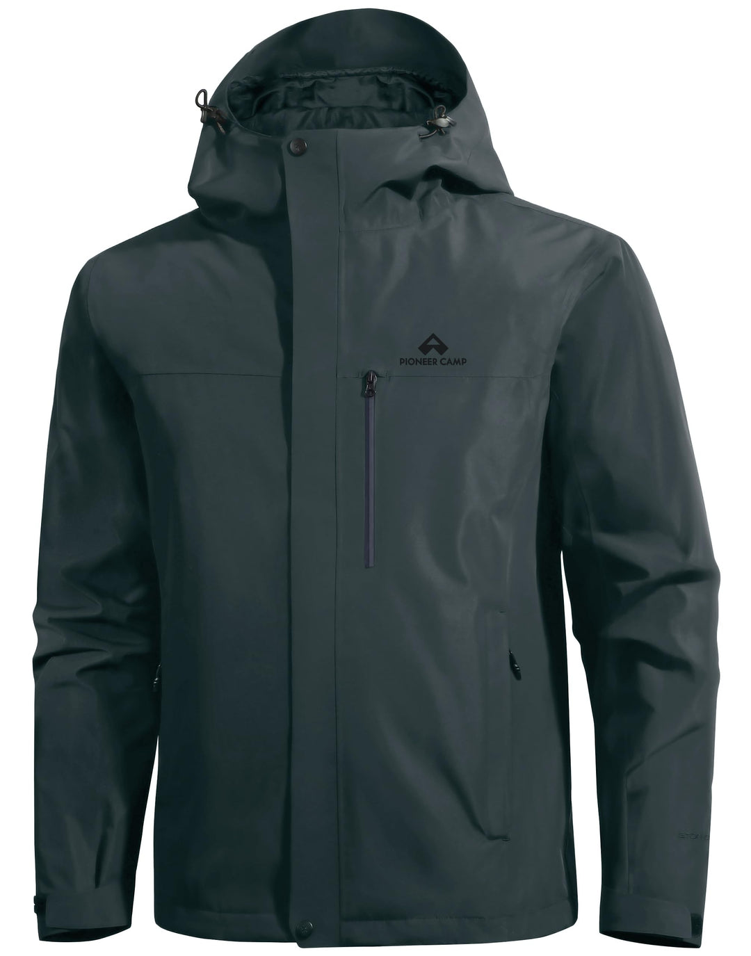 Pioneer Camp Herren Regenjacke Wasserdicht Atmungsaktiv Outdoor Jacke Mit Kapuze 4 Taschen, Grau