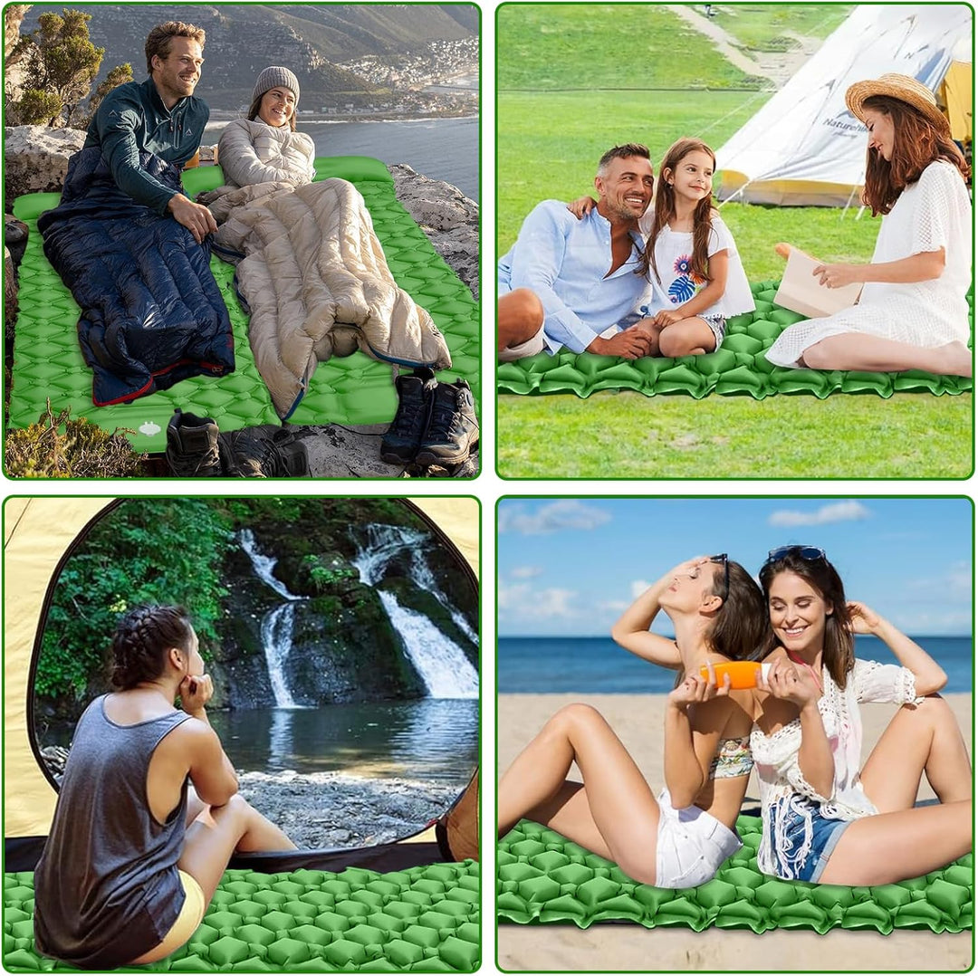 Isomatte Selbstaufblasend, wasserdichte Aufblasbare Schlafmatte mit Fusspumpe und Kissen, Ultraleich