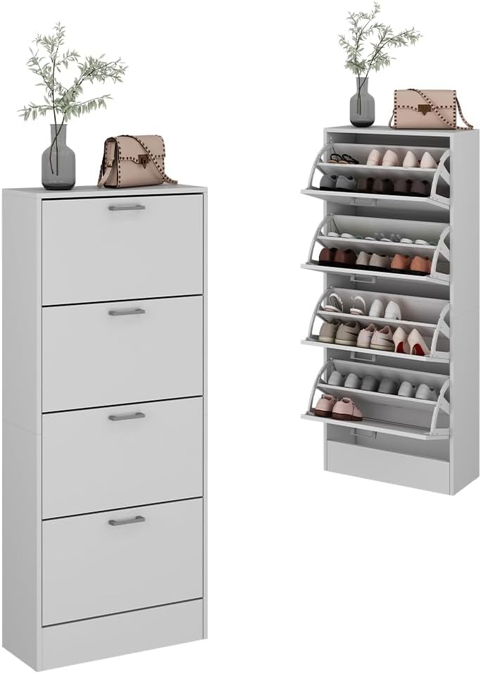 Vicco Schuhkipper Gregor, Weiss, 63 x 150 cm, zur Aufbewahrung von Schuhen und kombinierbar mit Rega